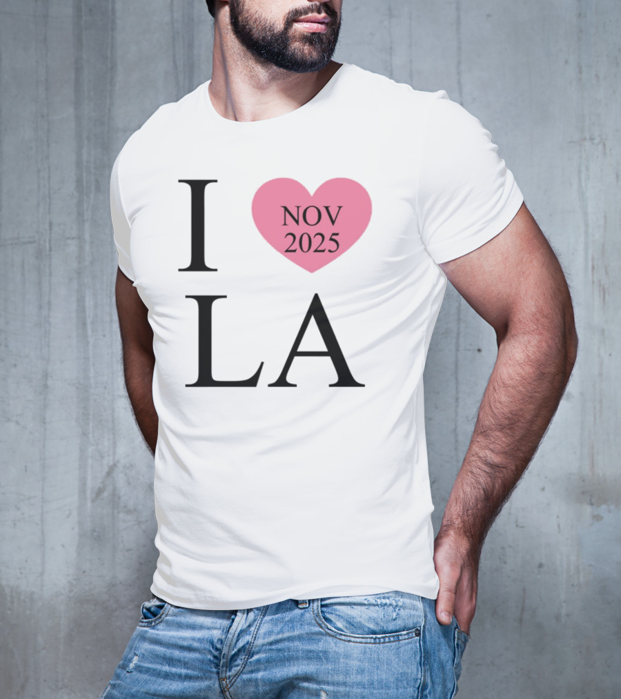 I Love LA Nov 2025 Heart Pink T-Shirt