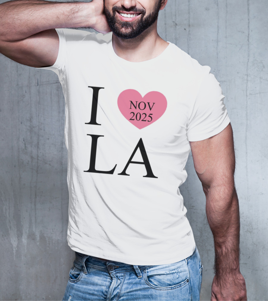 I Love LA Nov 2025 Heart Pink T-Shirt