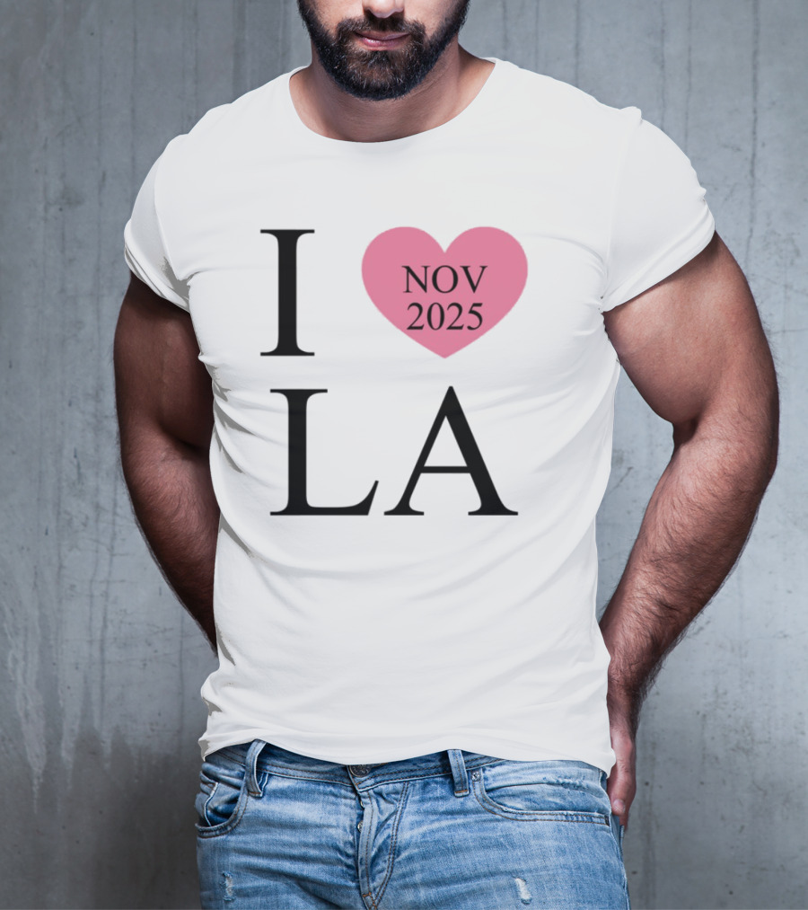 I Love LA Nov 2025 Heart Pink T-Shirt