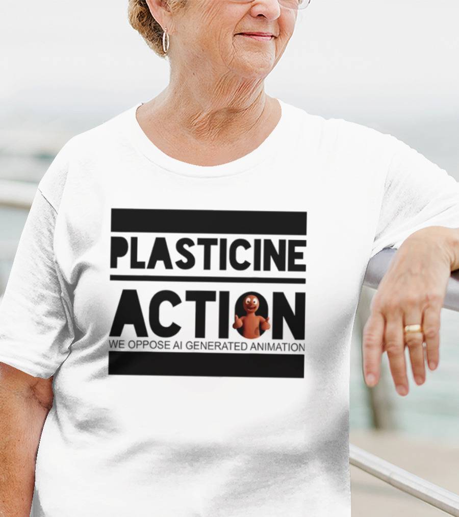 Plasticine Action We Oppose AI Generated Animation Claymation Thumbs Up T-Shirt