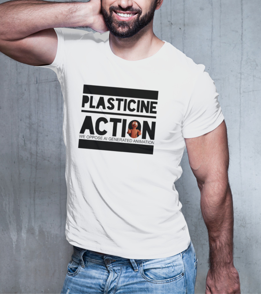 Plasticine Action We Oppose AI Generated Animation Claymation Thumbs Up T-Shirt
