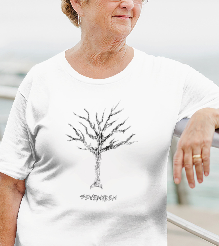 Seventeen Tree Black And White Design T-Shirt