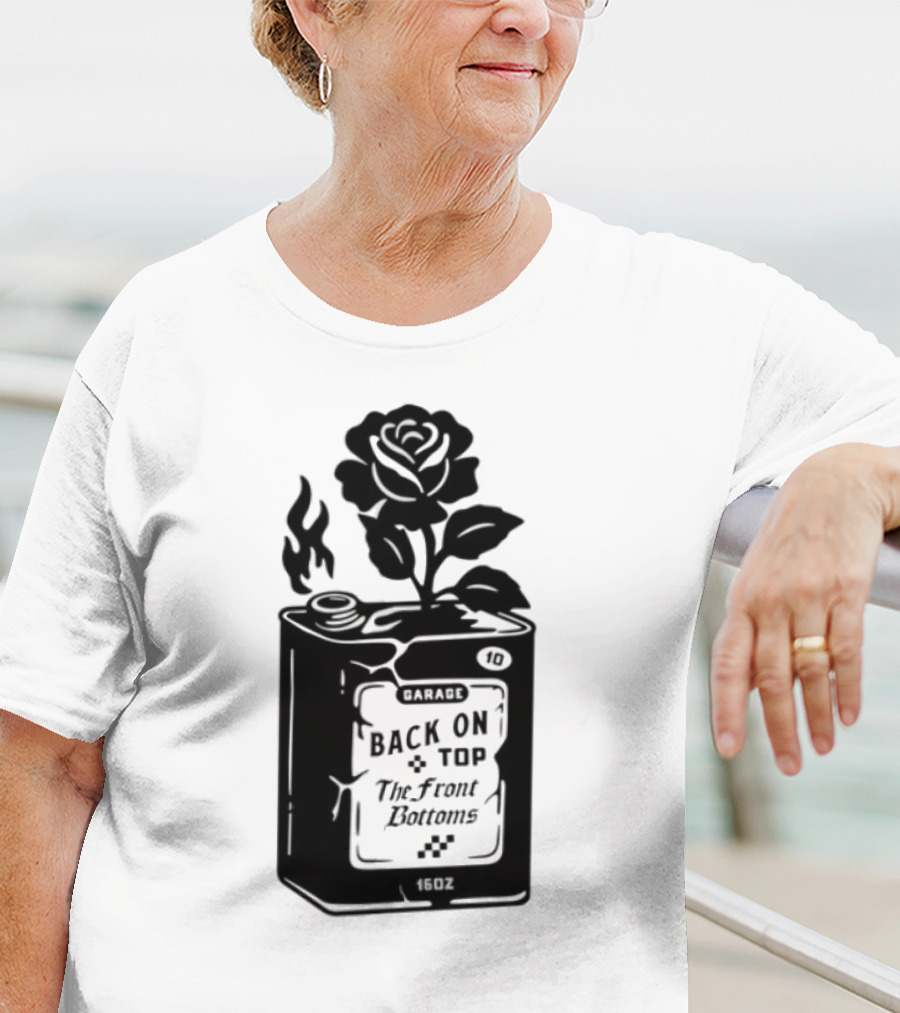 Back On Top The Front Bottoms Lighter-Inspired Art With Rose Motif T-Shirt