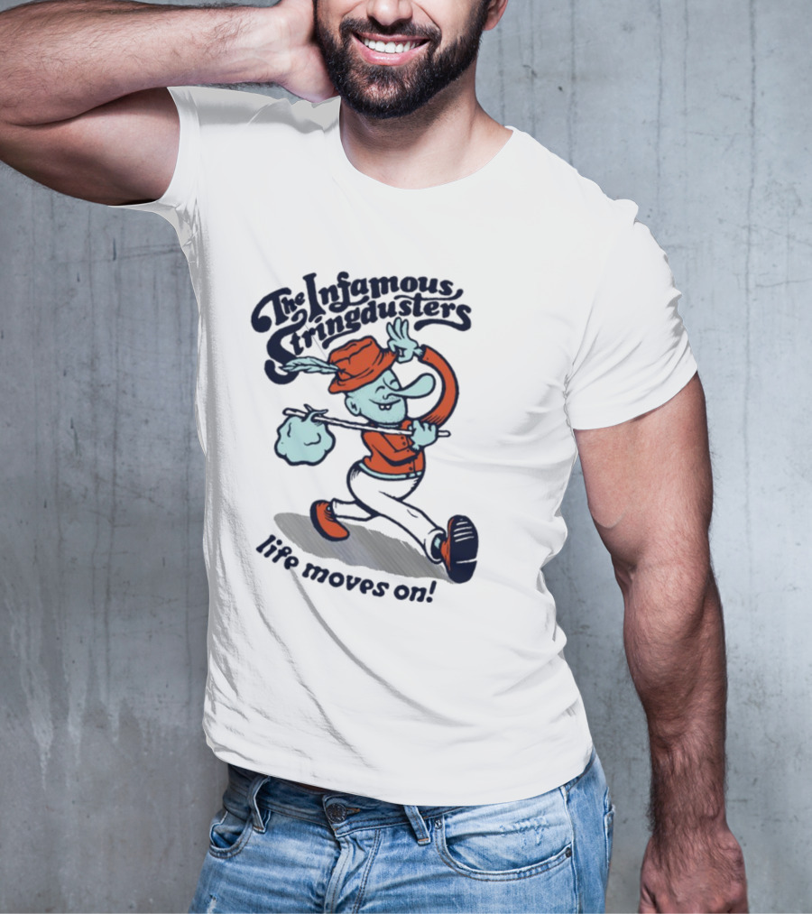 The Infamous Stringdusters Cartoon Character Life Moves On T-Shirt