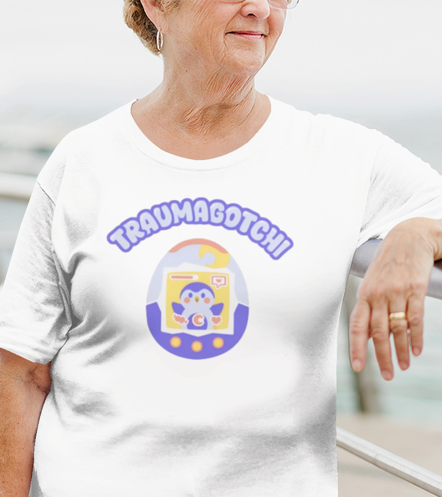 Traumagotchi Finch Penguin Tamagotchi Egg Design T-Shirt