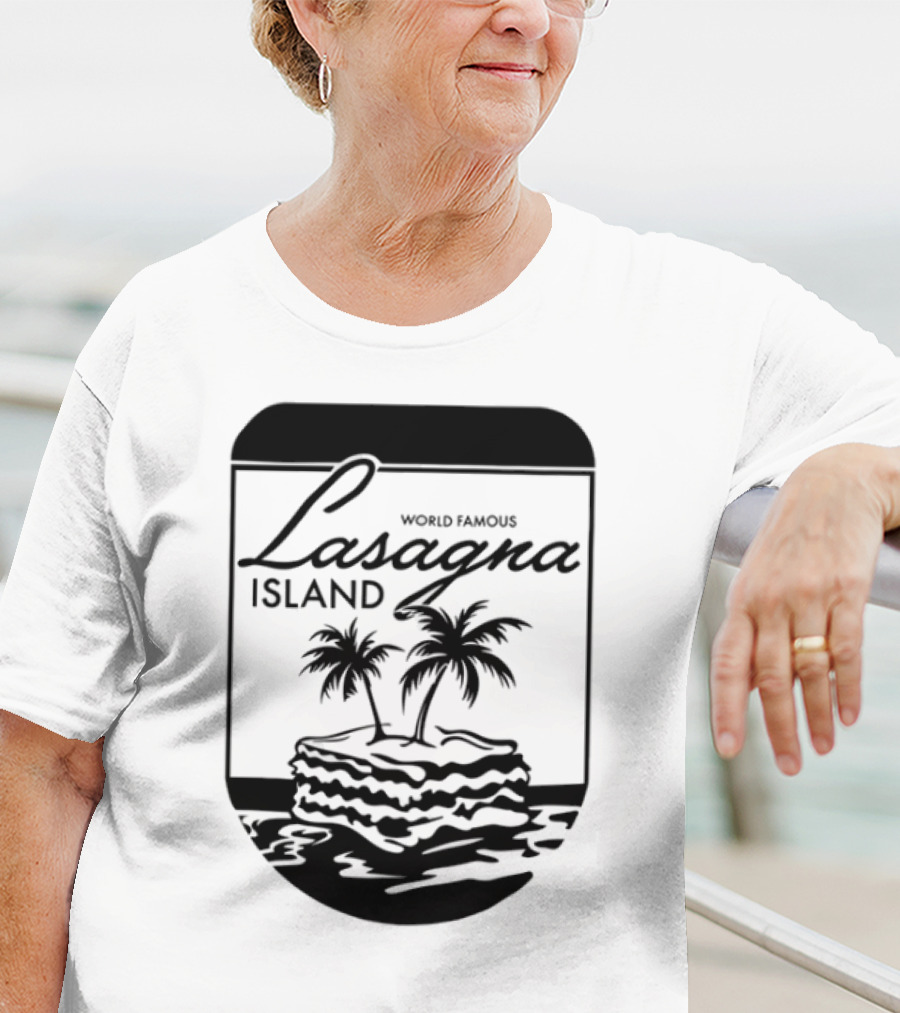 World Famous Lasagna Island Cat Cartoon Comic Humor Retro Style T-Shirt