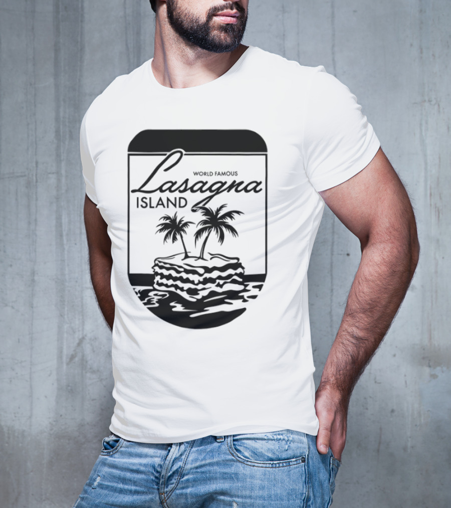World Famous Lasagna Island Cat Cartoon Comic Humor Retro Style T-Shirt