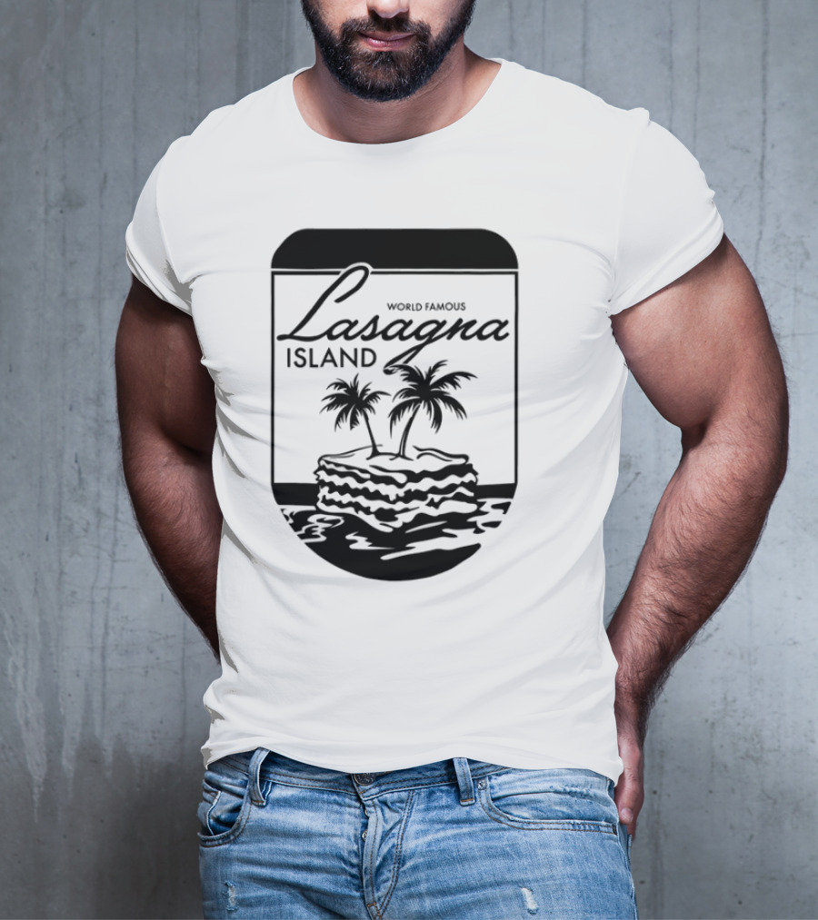 World Famous Lasagna Island Cat Cartoon Comic Humor Retro Style T-Shirt