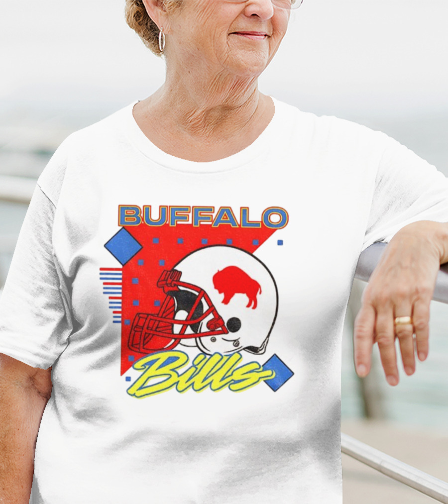 Buffalo Bills 90s Style Football Helmet Retro NFL Game Day T-Shirt