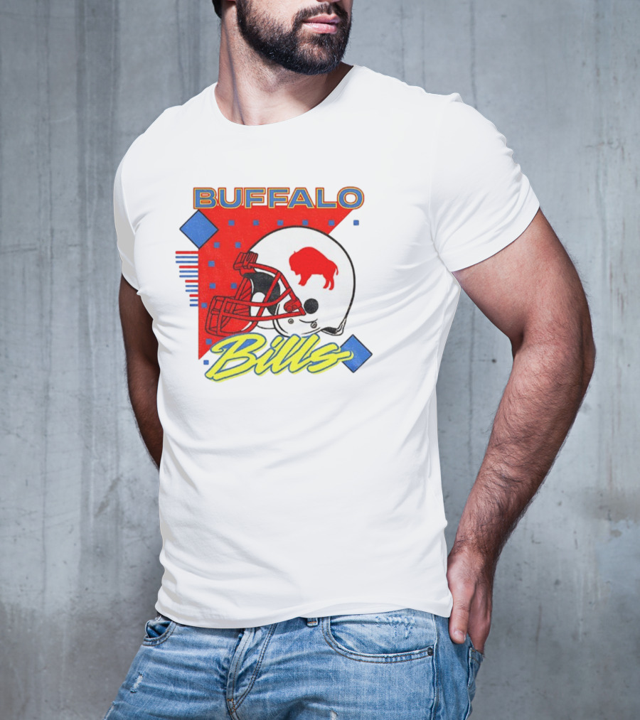 Buffalo Bills 90s Style Football Helmet Retro NFL Game Day T-Shirt