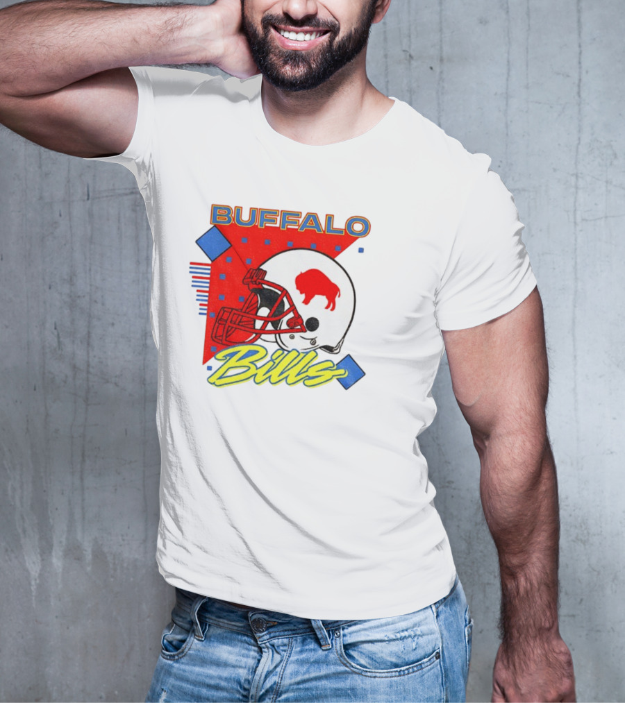 Buffalo Bills 90s Style Football Helmet Retro NFL Game Day T-Shirt