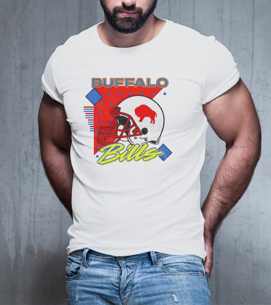 Buffalo Bills 90s Style Football Helmet Retro NFL Game Day T-Shirt