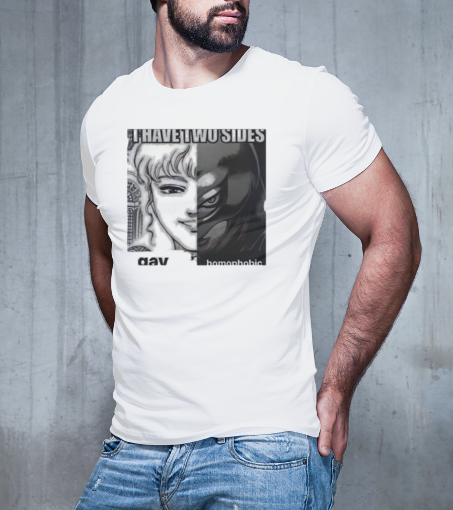 I Have Two Sides Gay Homophobic Manga Art Style Contrasting Faces T-Shirt