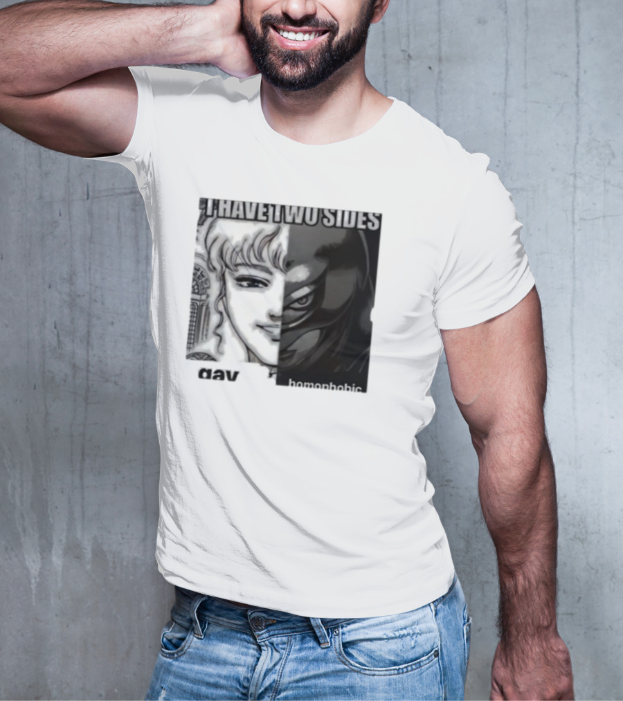 I Have Two Sides Gay Homophobic Manga Art Style Contrasting Faces T-Shirt
