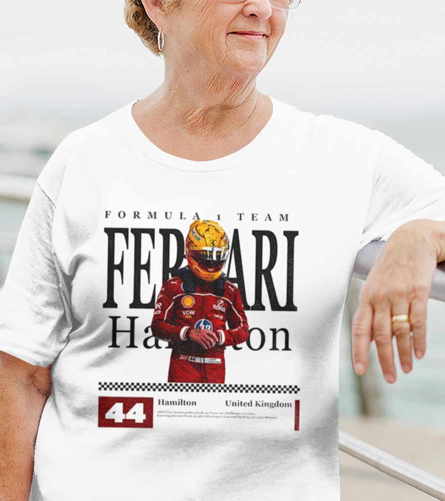 Ferrari Hamilton Red Racing Suit 44 UK Formula 1 Team T-Shirt