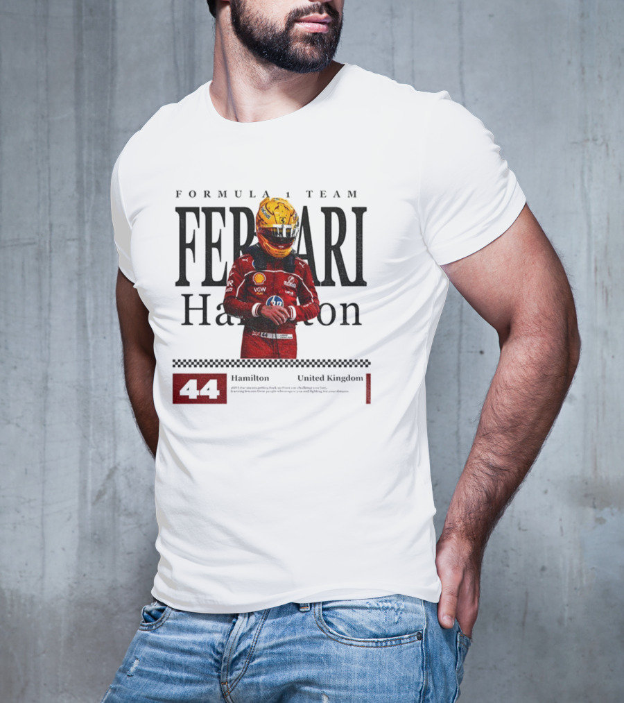 Ferrari Hamilton Red Racing Suit 44 UK Formula 1 Team T-Shirt