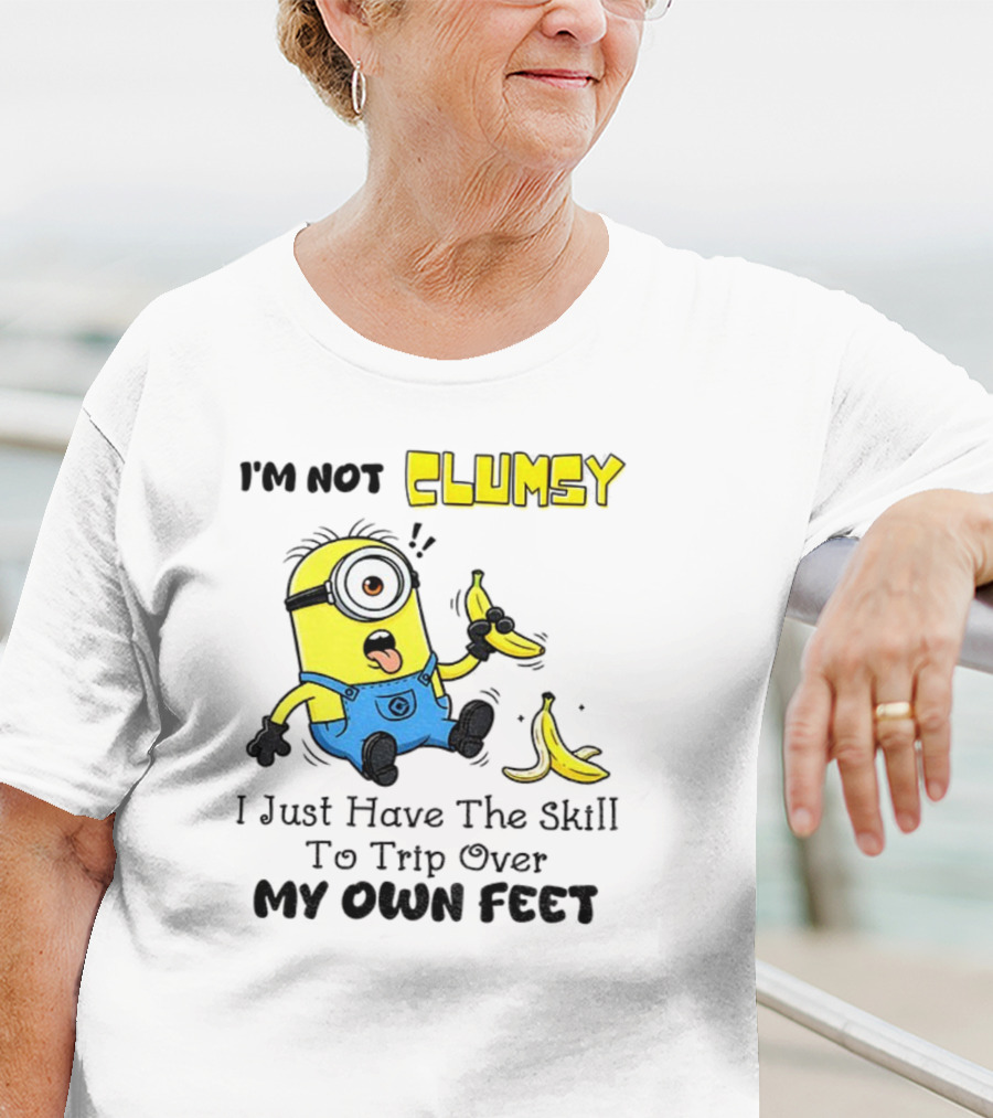 Minion Clumsy Banana Humor Trip Over My Own Feet T-Shirt
