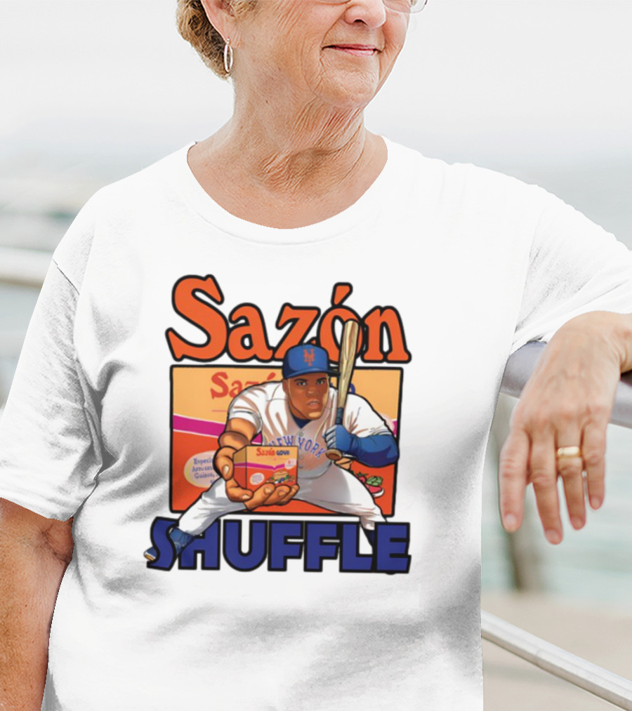 New York Sazón Goya Baseball Player Shuffle T-Shirt