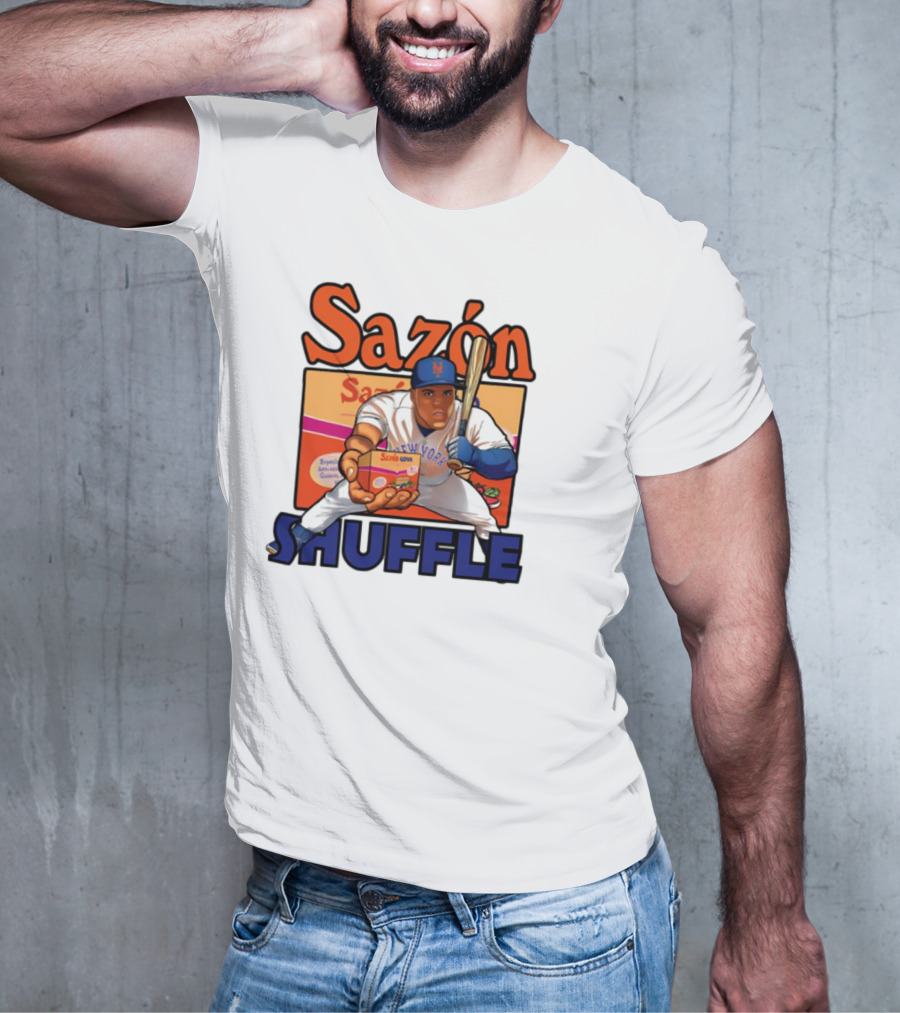 New York Sazón Goya Baseball Player Shuffle T-Shirt