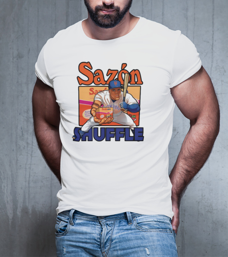 New York Sazón Goya Baseball Player Shuffle T-Shirt