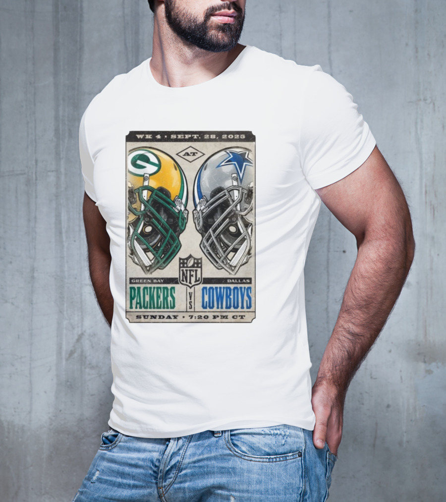 WK 4 Sept 28 2025 Green Bay Packers Vs Dallas Cowboys NFL Sunday 7:20 PM CT T-Shirt