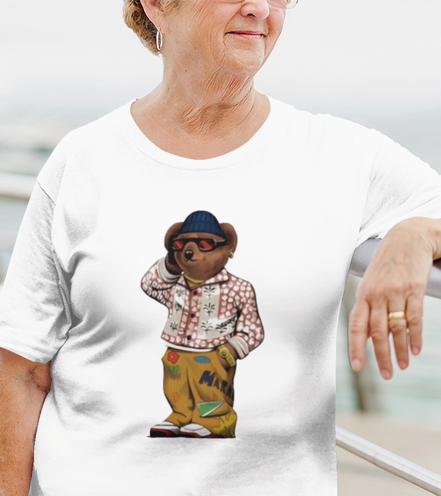 Folk Fitted Bear Floral Pattern Jacket Cool Style T-Shirt