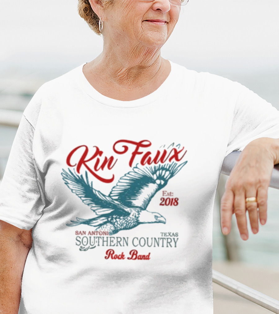 Kin Faux Southern Country Rock Band San Antonio Texas Eagle Est 2018 T-Shirt
