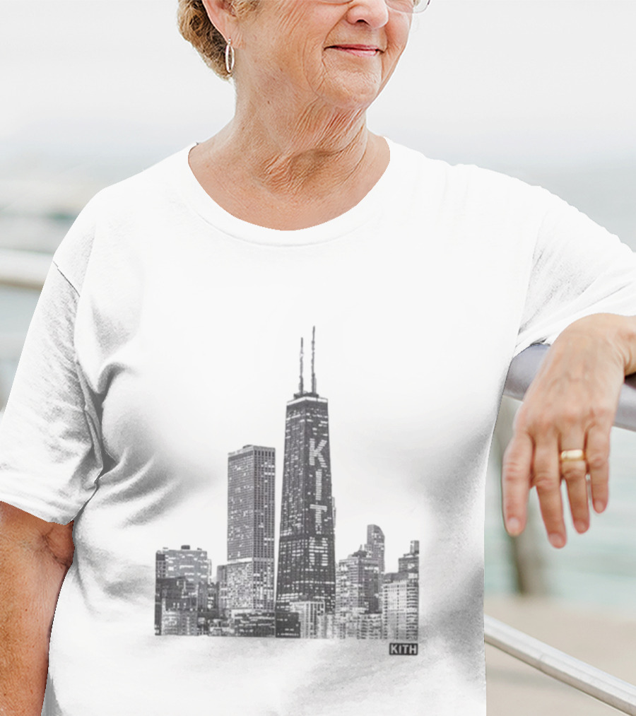 Kith Chicago Skyline Merchandise Featuring Iconic Skyscraper Artwork T-Shirt