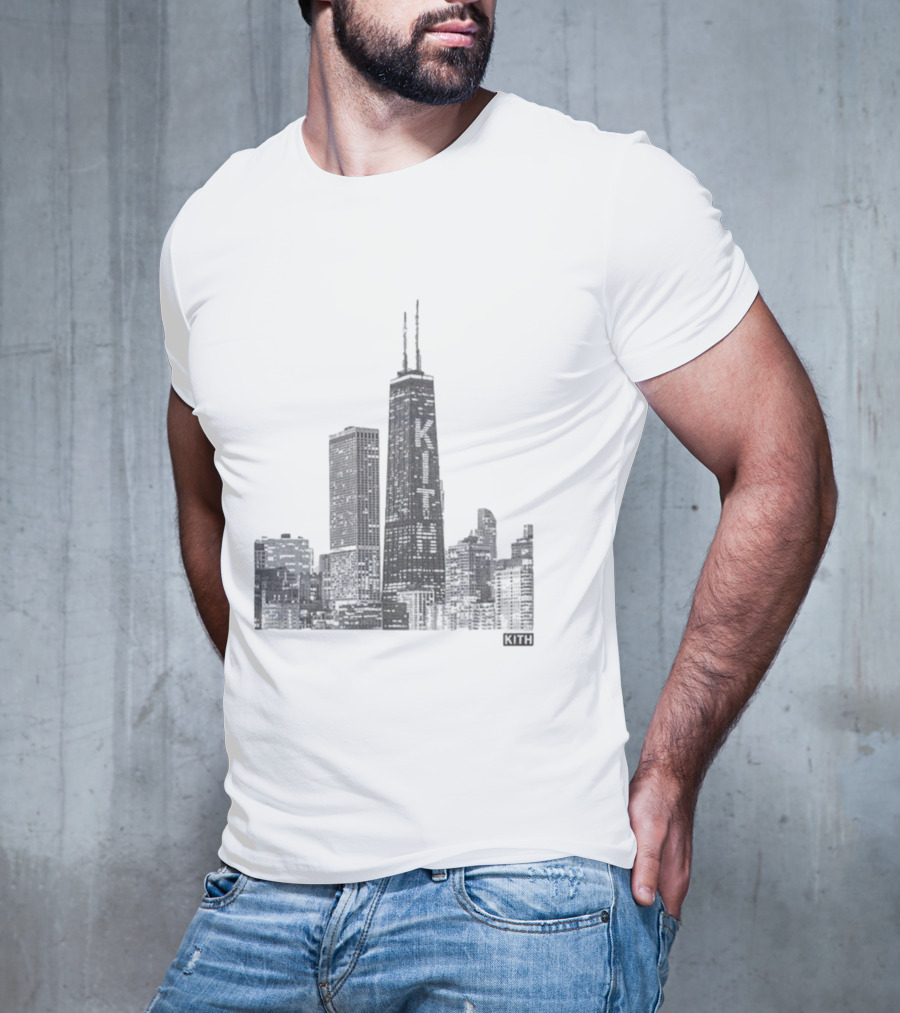 Kith Chicago Skyline Merchandise Featuring Iconic Skyscraper Artwork T-Shirt