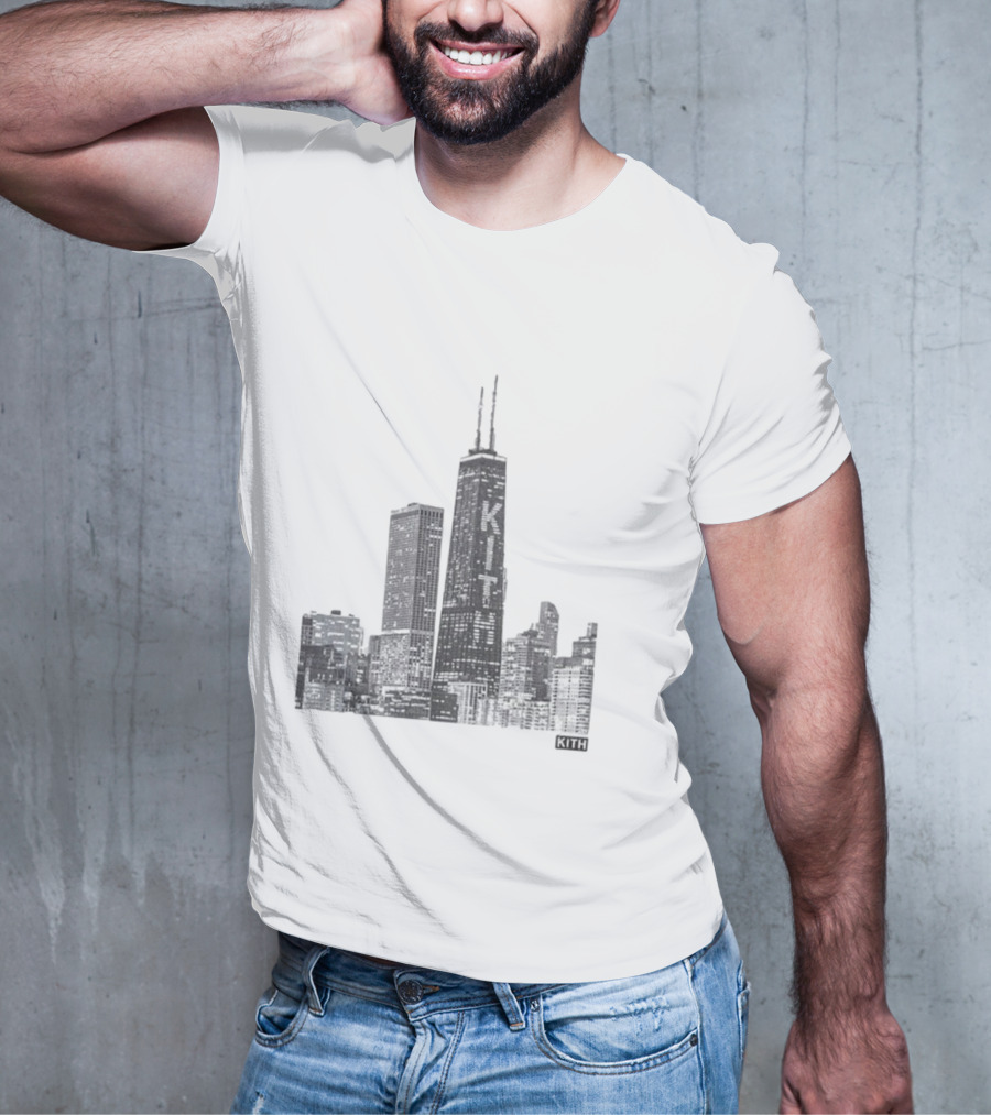 Kith Chicago Skyline Merchandise Featuring Iconic Skyscraper Artwork T-Shirt