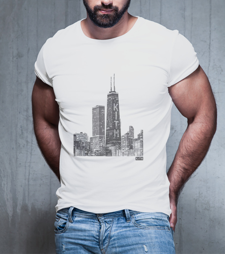 Kith Chicago Skyline Merchandise Featuring Iconic Skyscraper Artwork T-Shirt