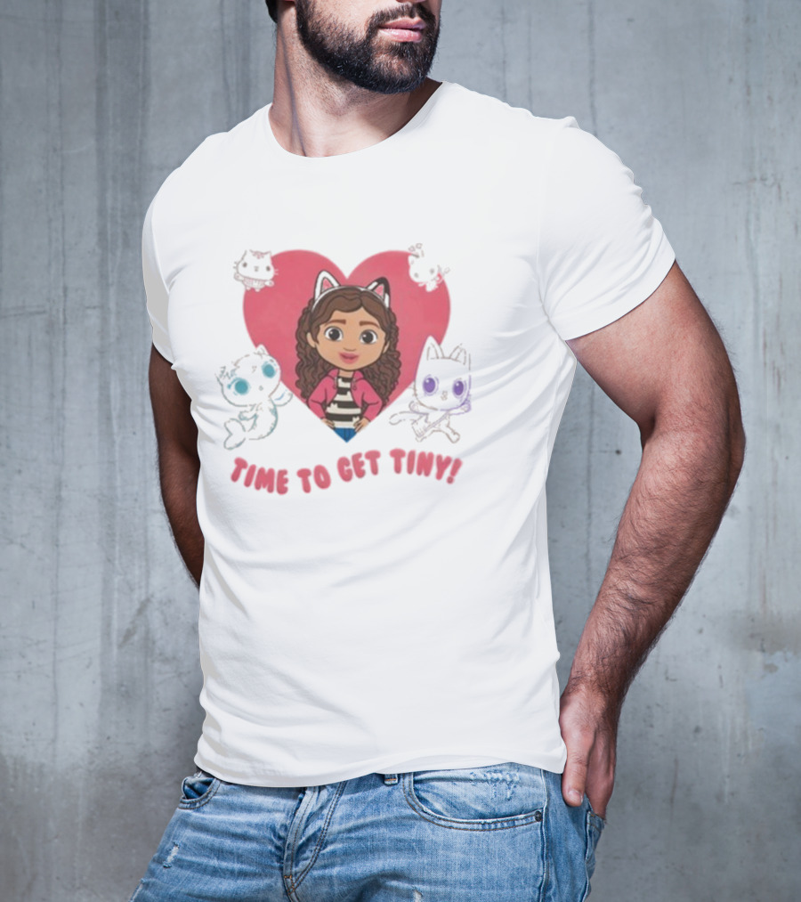 Time To Get Tiny Gabby’s Dollhouse Heart And Cats Characters T-Shirt