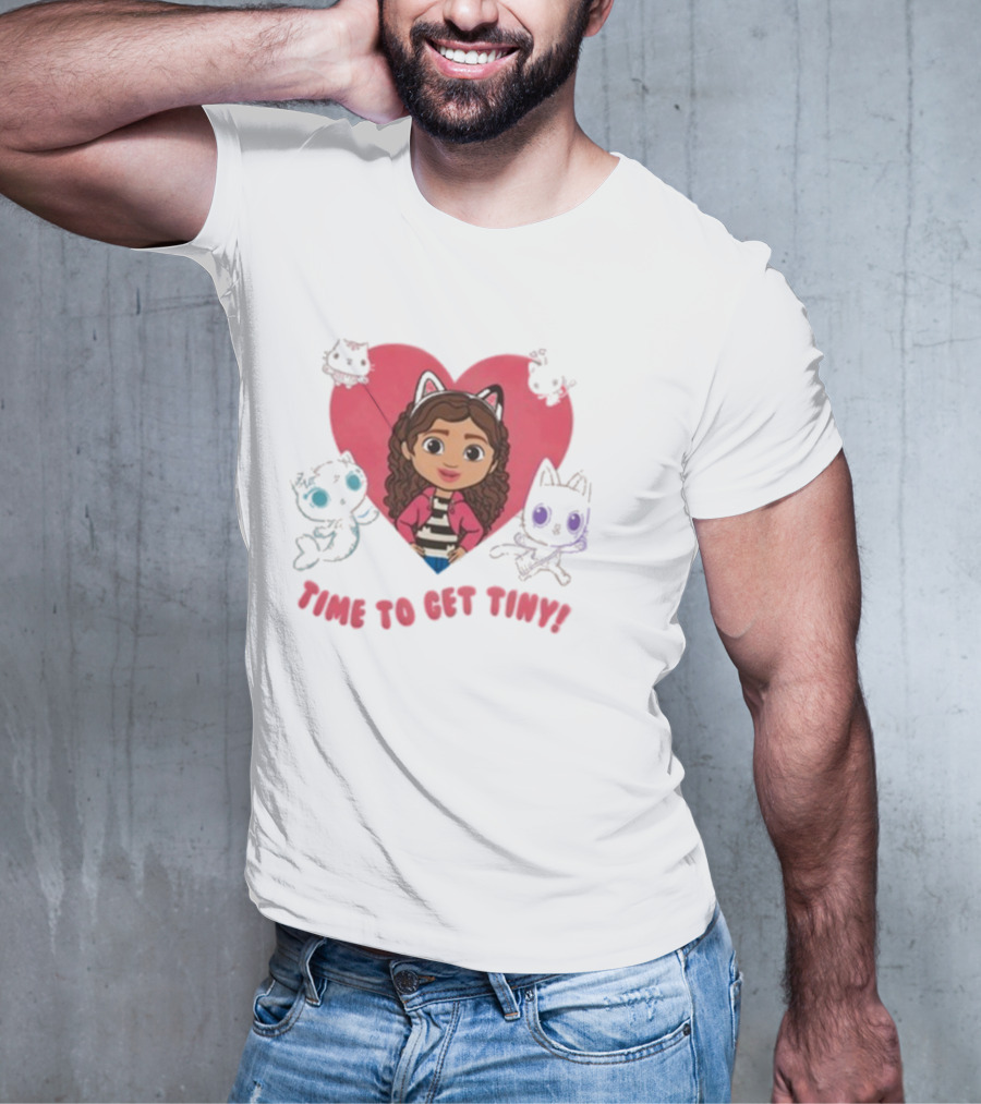 Time To Get Tiny Gabby’s Dollhouse Heart And Cats Characters T-Shirt