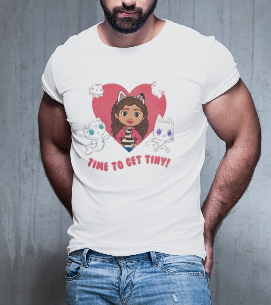 Time To Get Tiny Gabby’s Dollhouse Heart And Cats Characters T-Shirt