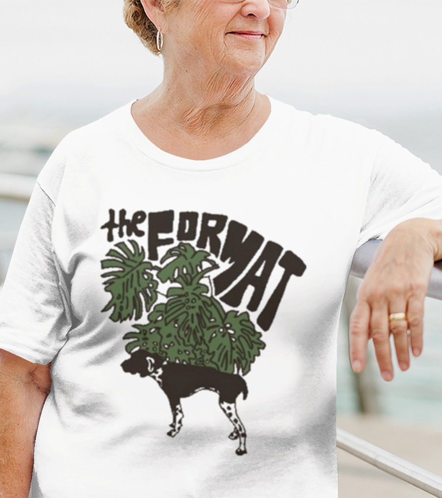 The Format Tropical Leaves And Dog Mustard T-Shirt