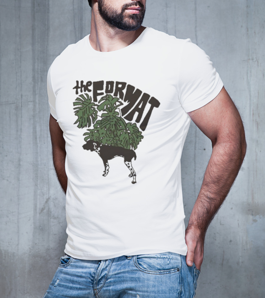 The Format Tropical Leaves And Dog Mustard T-Shirt