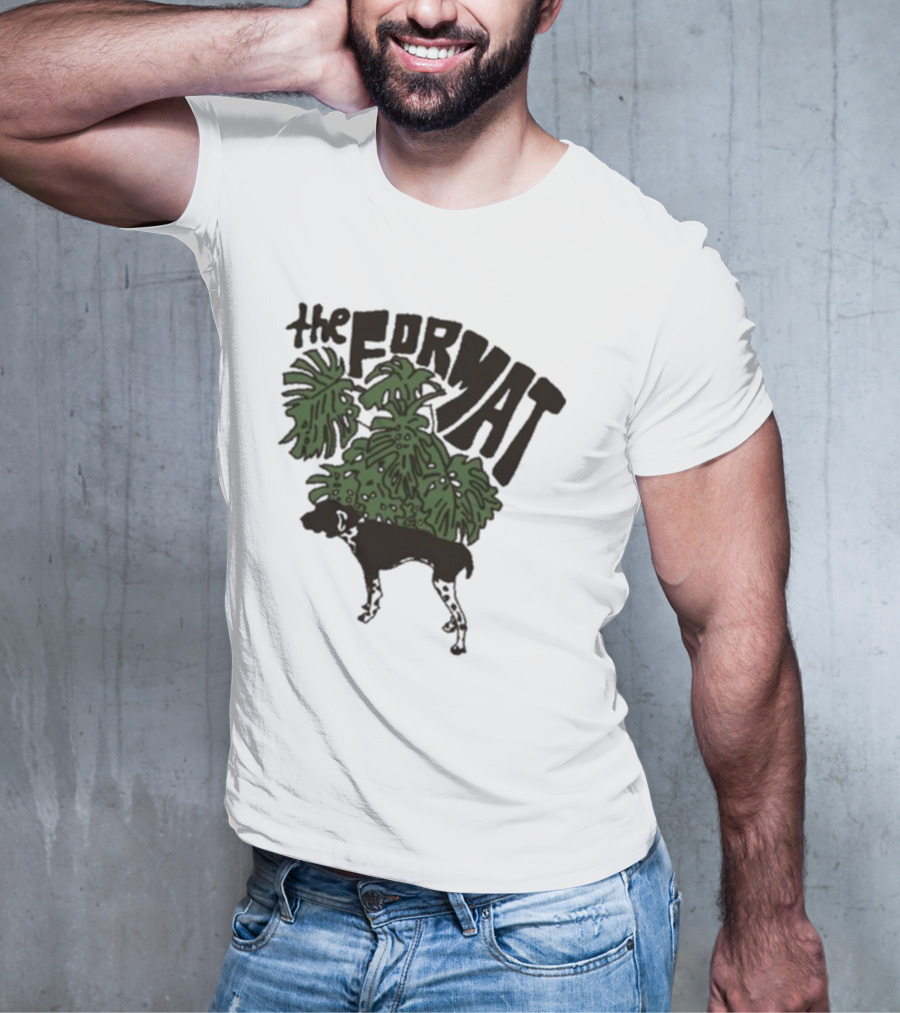 The Format Tropical Leaves And Dog Mustard T-Shirt