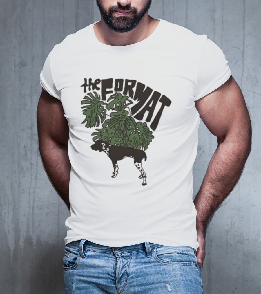 The Format Tropical Leaves And Dog Mustard T-Shirt