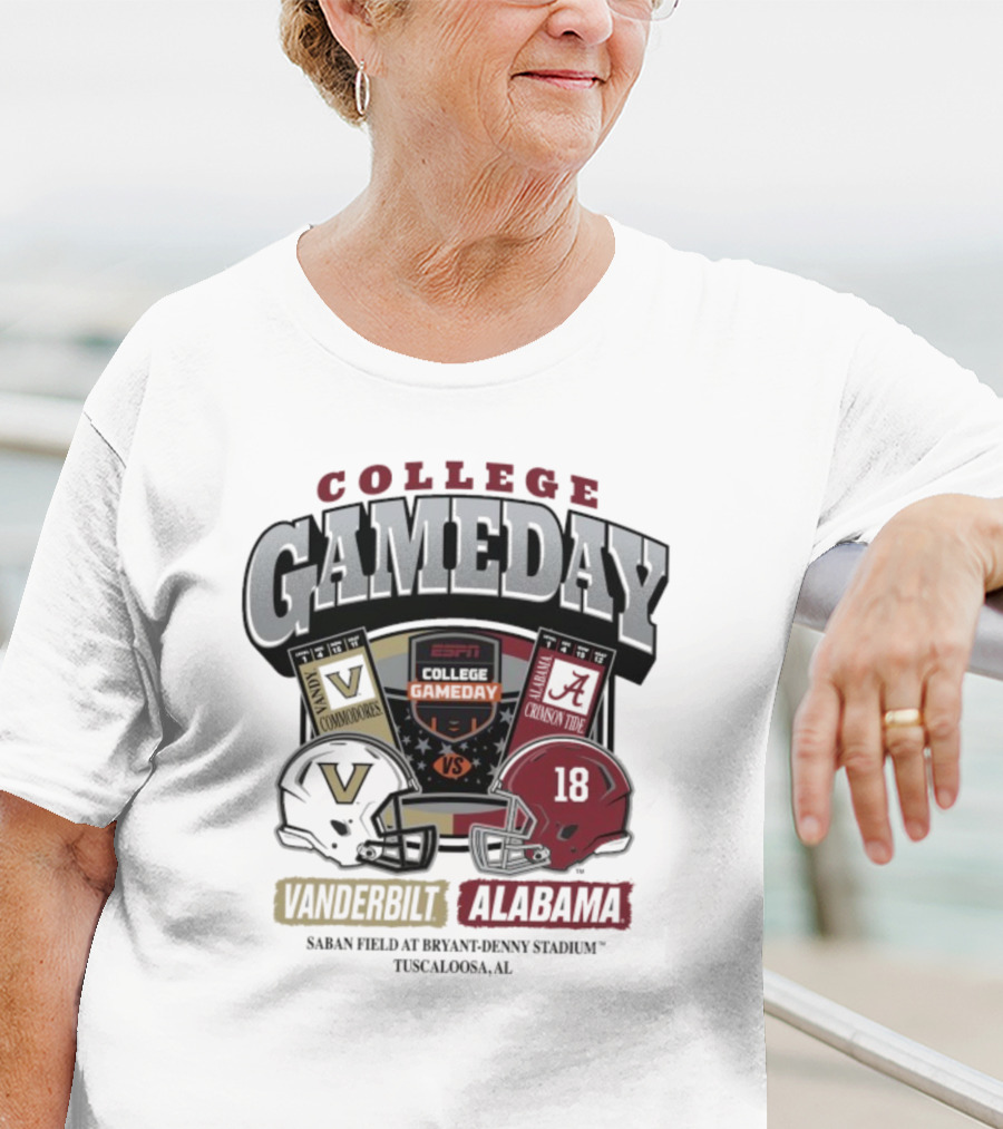 College GameDay Vanderbilt Commodores Vs Alabama Crimson Tide Saban Field Bryant Denny Stadium Tuscaloosa 2025 T-Shirt