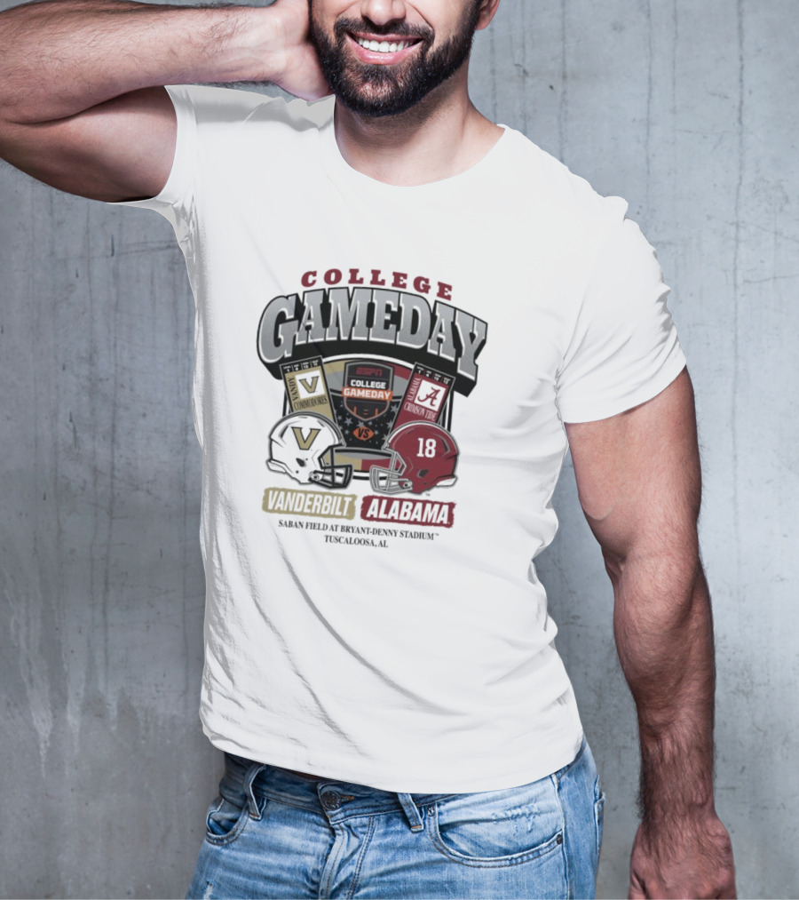 College GameDay Vanderbilt Commodores Vs Alabama Crimson Tide Saban Field Bryant Denny Stadium Tuscaloosa 2025 T-Shirt