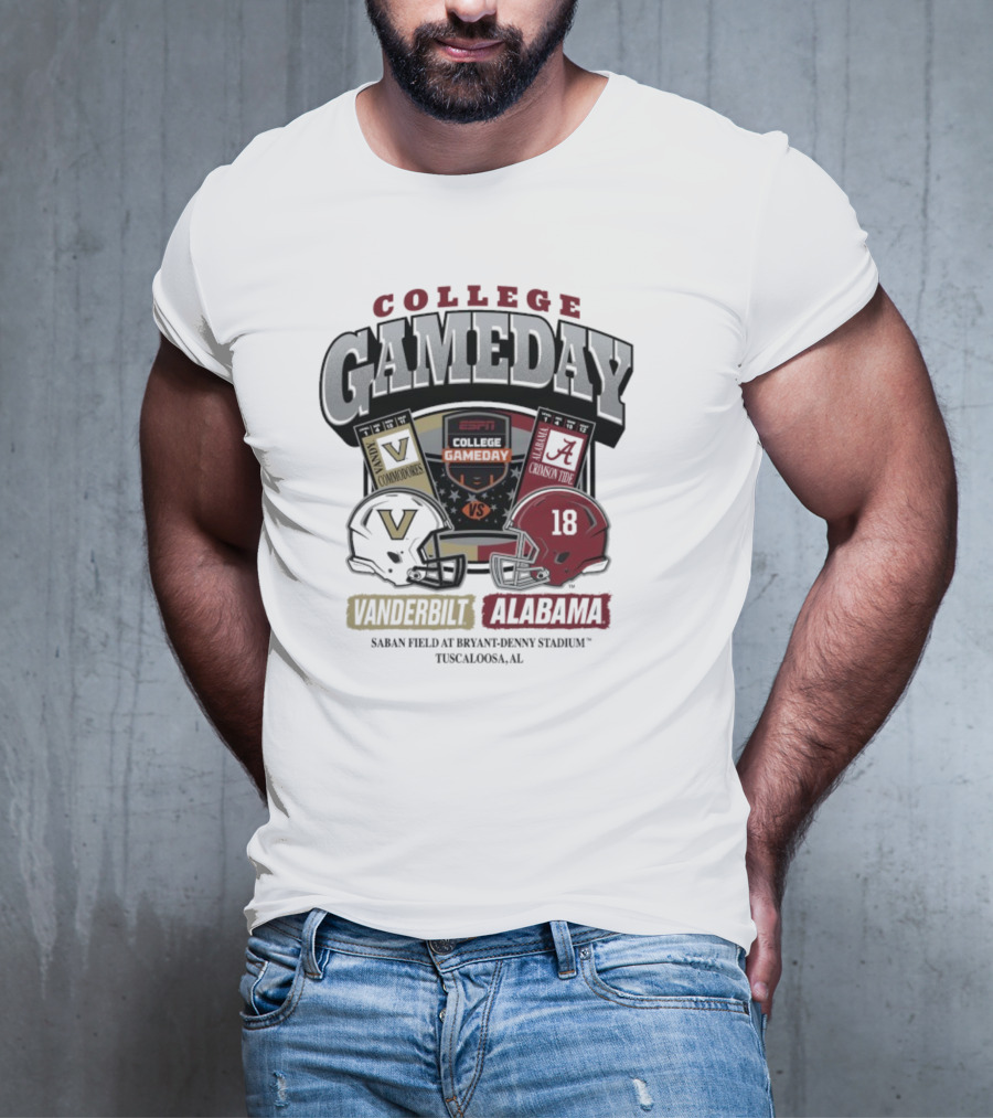 College GameDay Vanderbilt Commodores Vs Alabama Crimson Tide Saban Field Bryant Denny Stadium Tuscaloosa 2025 T-Shirt