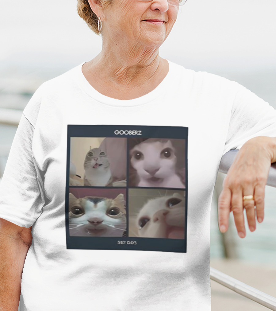 Gooberz Silly Days Funny Cat Faces Collage T-Shirt