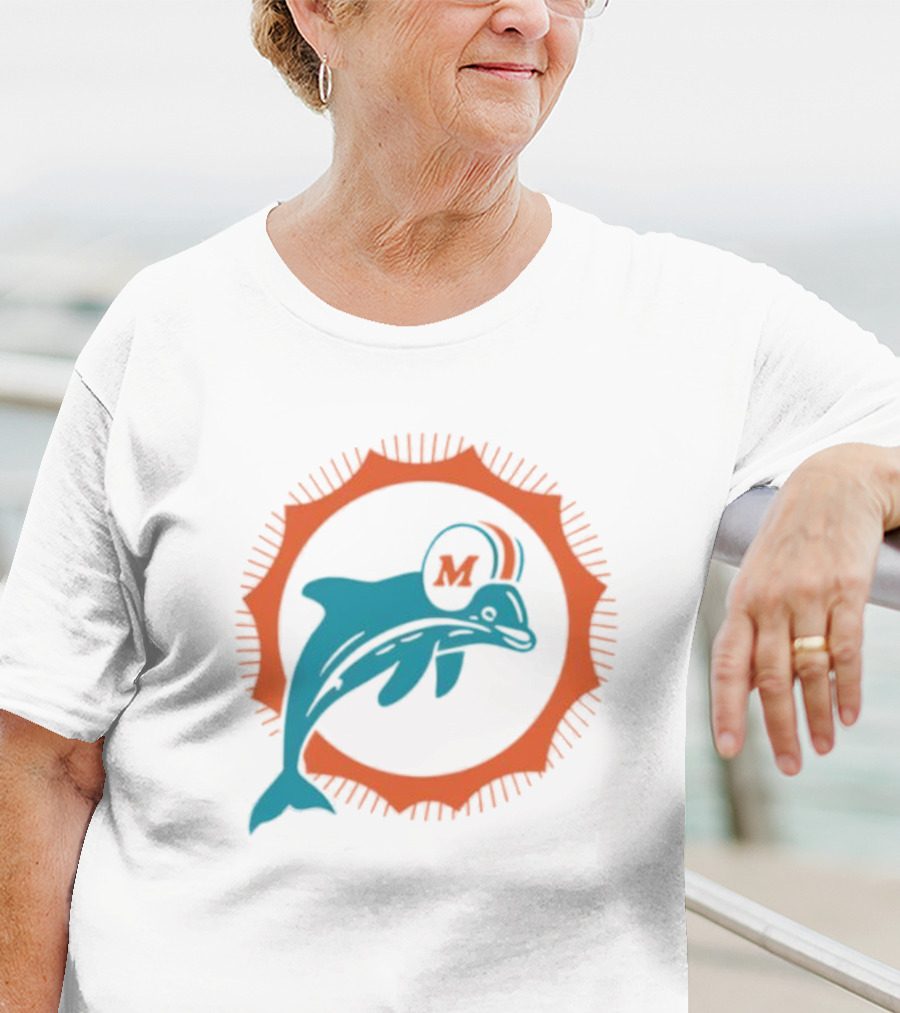 Miami Dolphins Vintage Slub Icon Design T-Shirt