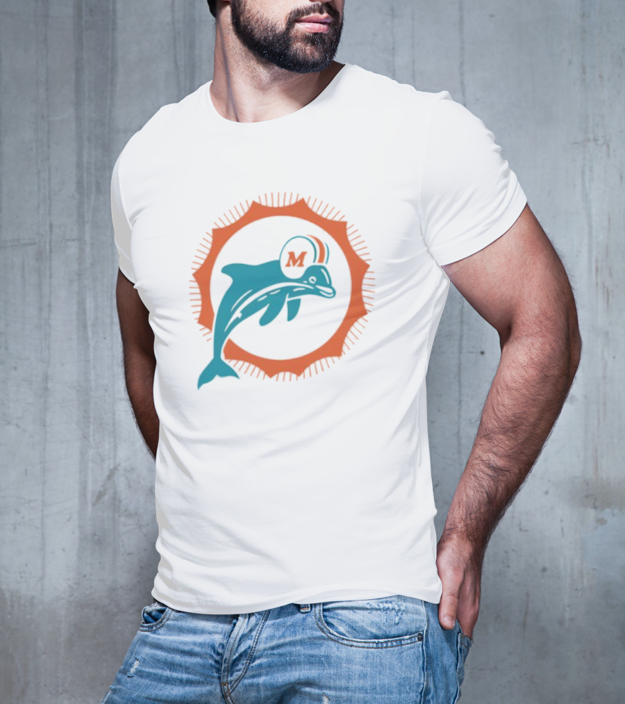 Miami Dolphins Vintage Slub Icon Design T-Shirt