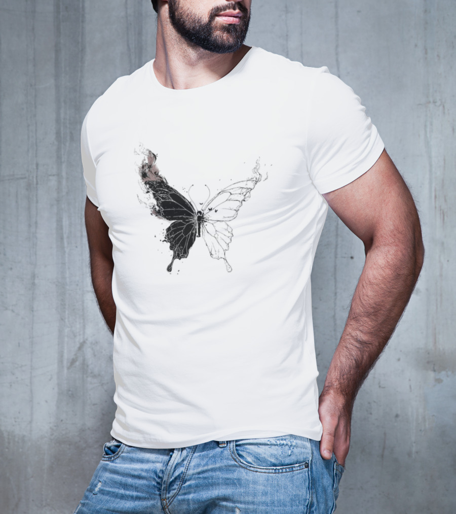 Princess Goes Butterfly Diagram Black Wings Illustration T-Shirt