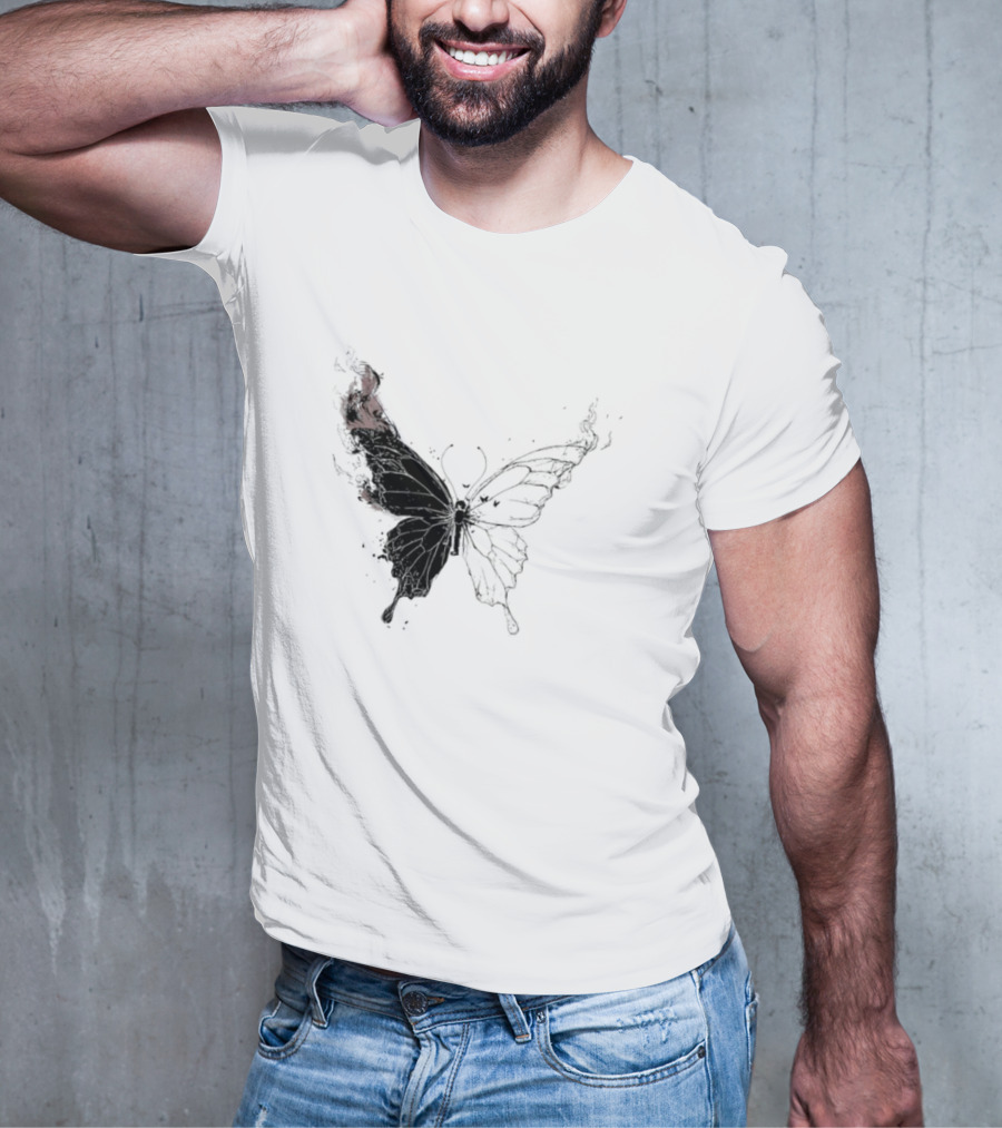 Princess Goes Butterfly Diagram Black Wings Illustration T-Shirt