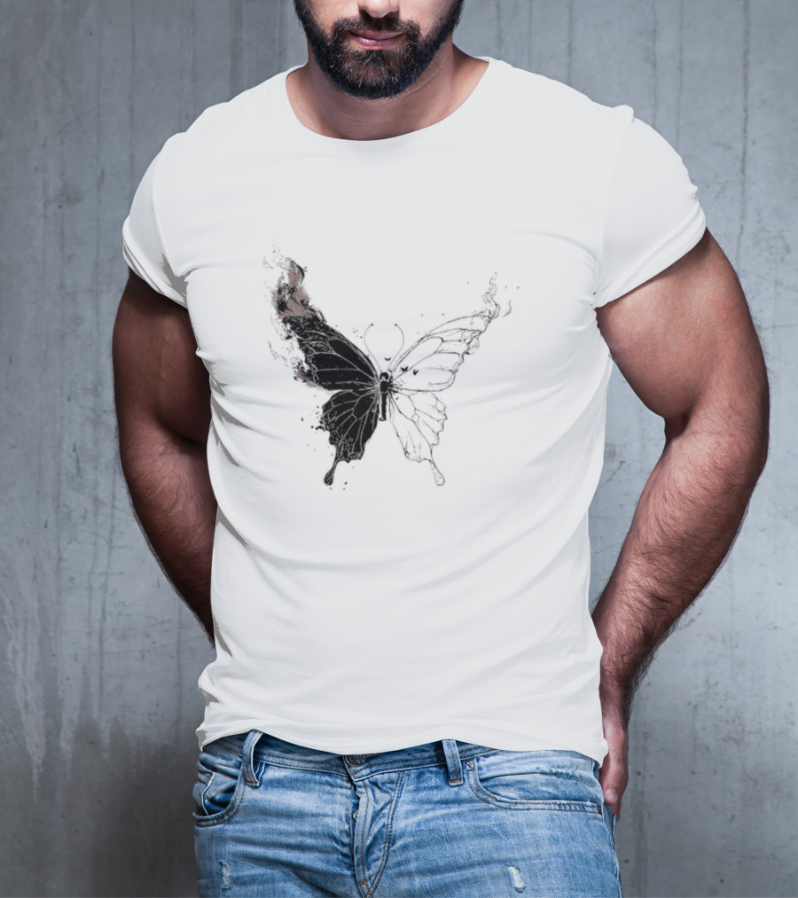 Princess Goes Butterfly Diagram Black Wings Illustration T-Shirt