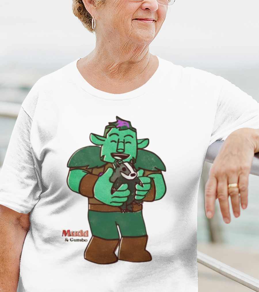 Mudd & Omino Goblin Character Embracing Pet Badger T-Shirt