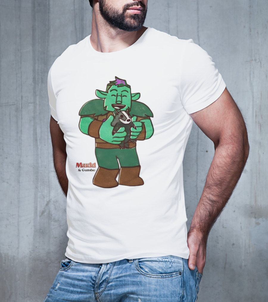 Mudd & Omino Goblin Character Embracing Pet Badger T-Shirt