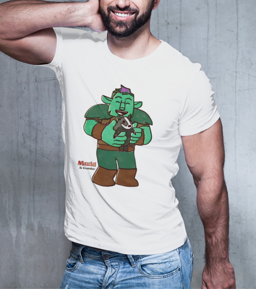 Mudd & Omino Goblin Character Embracing Pet Badger T-Shirt